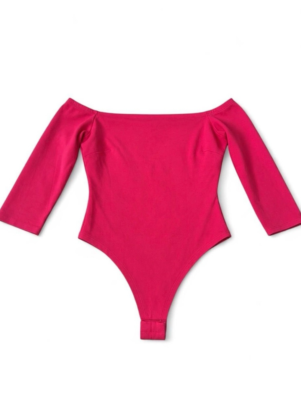 Lulu’s Hot Pink Off-the-Shoulder 3/4 Sleeve Bodysuit Size Small